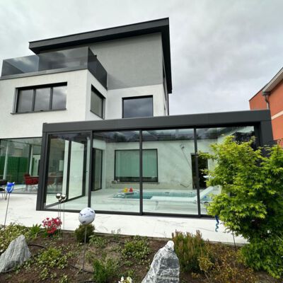 Poolhaus Edelstahl