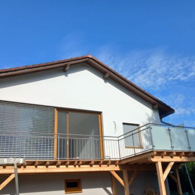 Geländer Edelstahl-Milchglas mit Sichtschutz